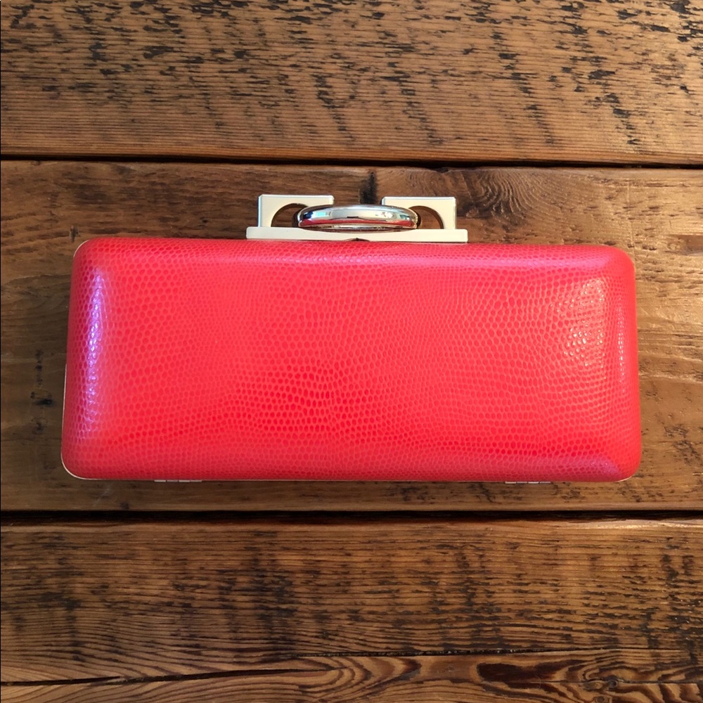 DVF Sutra Minaudiere Red Lizard Embossed Leather